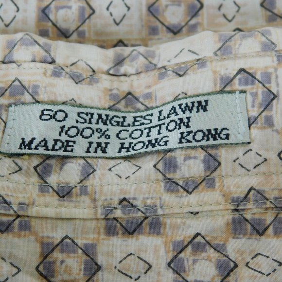 Burma Bibas Shirt Men Size L Beige Short Sleeve Point Collar Casual Button Up - Picture 10 of 10